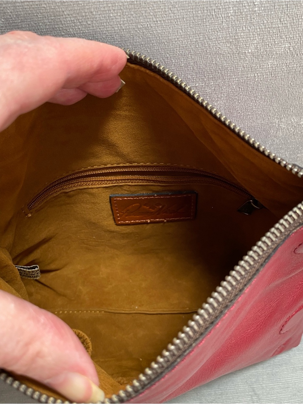 Patricia Nash Embossed Red Leather Foldover Wristlet Clutch EUC - Picture 13 of 16